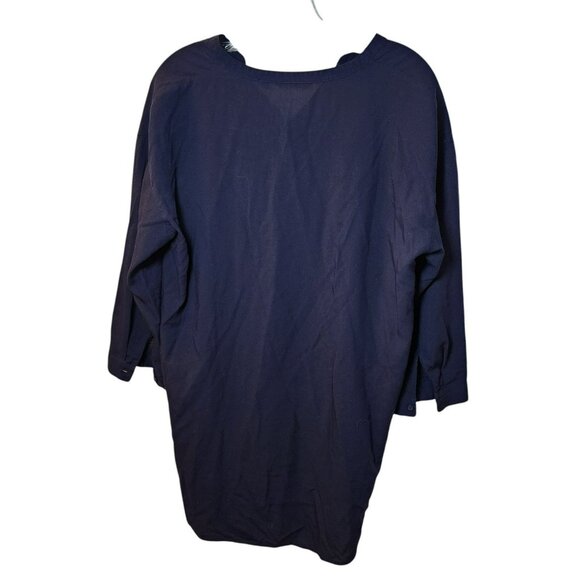Uniqlo Blouse L Navy Blue 3/4 Sleeve Pullover Tunic Top Minimalist Preowned - Picture 3 of 7